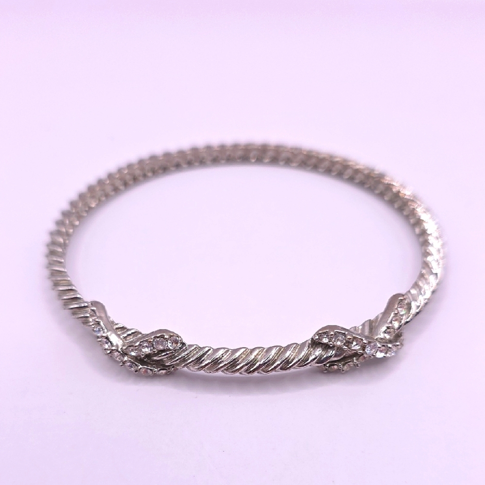 5/$25 - Double Infinity Silvertone Bracelet in Twisted Design Bangle